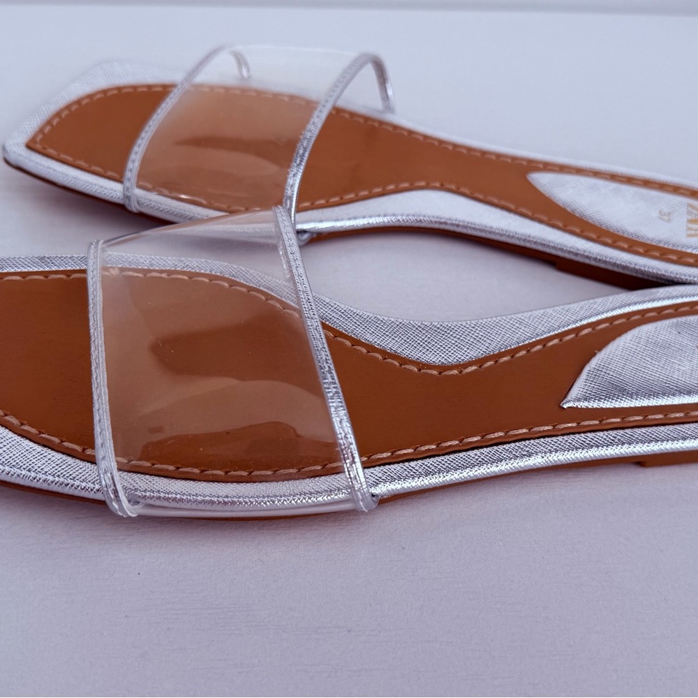 Zara Silver and Tan Women's Sandals